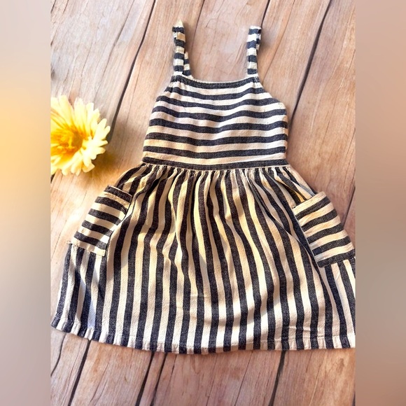 Carters Toddlers Strappy Midi Dress Navy Blue/ White Stripes Size 5T - Picture 1 of 8